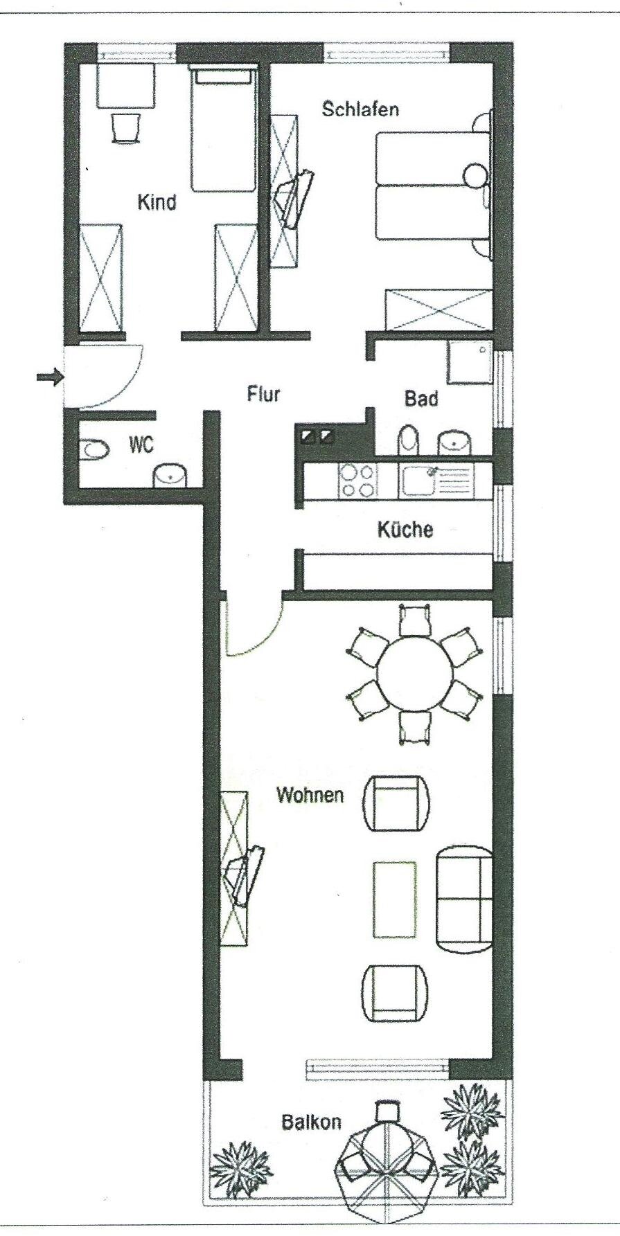 Der Grundriss der Wohnung