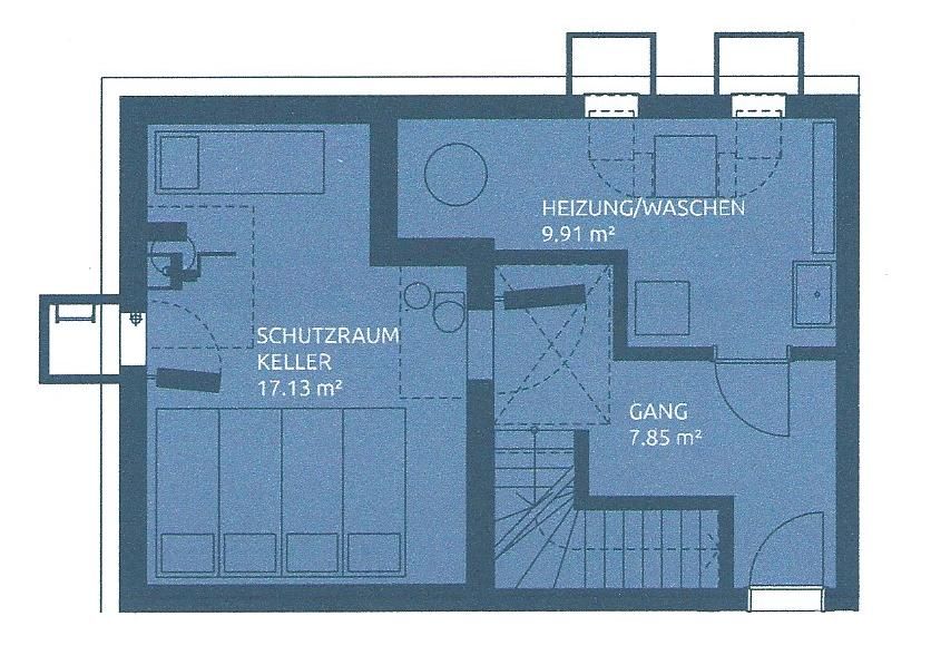 Das Untergeschoss samt Schutzraum.
